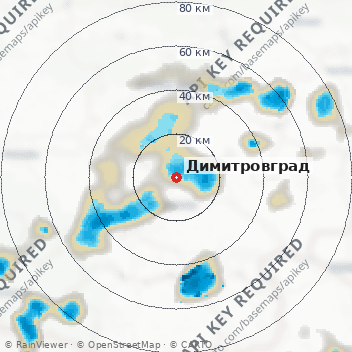 Радарна снимка на валежите около Димитровград